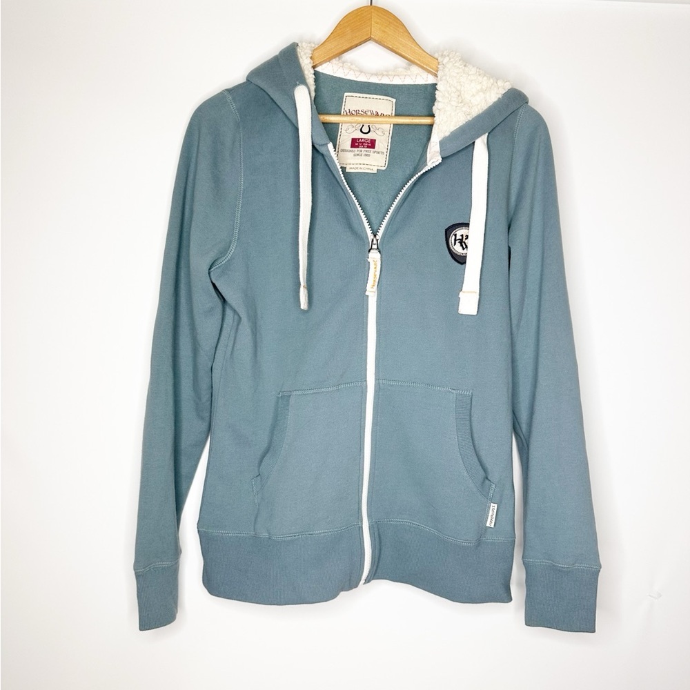 Horseware Sherpa Fleece Hoody in Blue. Size Large